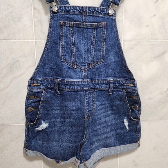 Old Navy Overalls Non-Stretch Jean Short Dark Washed Xs - Picture 3 of 8